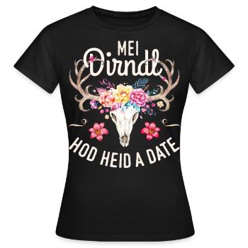 Trachtenshirt Damen Trachten T-Shirt Dirndl Ersatz - Frauen T-Shirt - Schwarz - Vorne - AI Model Female 172 dark (172cm)