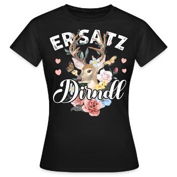 Ersatz Dirndl T-Shirt Tracht Damen Trachtenshirt - Frauen T-Shirt - Schwarz - Vorne - AI Model Female 172 dark (172cm)