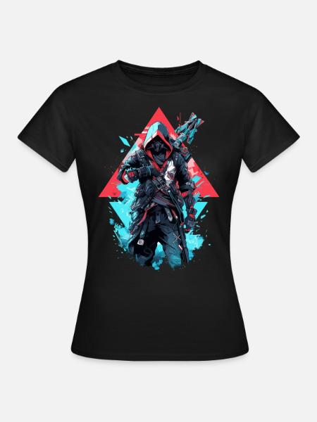 Epic Gamer Cyber Assassin in Blue and Red - Women's T-Shirt - black