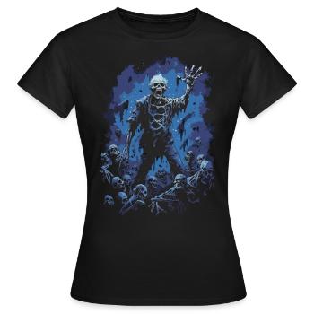 Zombie d’Halloween devant une horde de morts-vivants - T-shirt Femme - noir - Devant - AI Model Female 172 dark (172cm)
