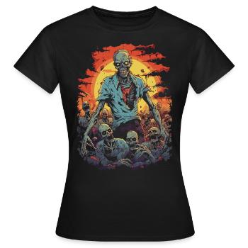 Effrayant horde de zombies et de morts-vivants d’Halloween - T-shirt Femme - noir - Devant - AI Model Female 172 dark (172cm)