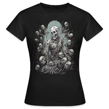 Une horde de morts-vivants effrayants entoure le zombie d’Halloween - T-shirt Femme - noir - Devant - AI Model Female 172 dark (172cm)
