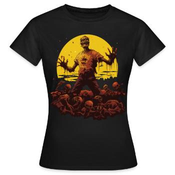 Sombre Halloween Night Zombie vs. Horde de morts-vivants - T-shirt Femme - noir - Devant - AI Model Female 172 dark (172cm)