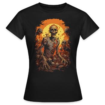 Undead Halloween Night: Zombie devant une horde de morts-vivants - T-shirt Femme - noir - Devant - AI Model Female 172 dark (172cm)