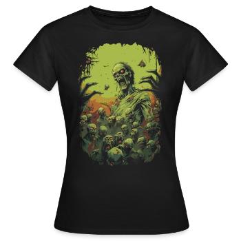 Bloodthirsty Zombie Apocalypse: Halloween Horde - T-shirt Femme - noir - Devant - AI Model Female 172 dark (172cm)