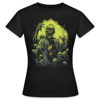 Morts-vivants Halloween: Zombie se bat avec une horde de morts-vivants - T-shirt Femme - noir - Devant - AI Model Female 172 dark (172cm)