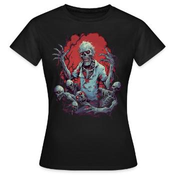 Zombie choc d’Halloween avec sa horde de morts-vivants - T-shirt Femme - noir - Devant - AI Model Female 172 dark (172cm)