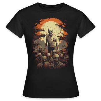 Zombie avec une horde effrayante de morts-vivants d’Halloween - T-shirt Femme - noir - Devant - AI Model Female 172 dark (172cm)