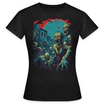 Scénario effrayant Zombie Halloween Undead Horde - T-shirt Femme - noir - Devant - AI Model Female 172 dark (172cm)
