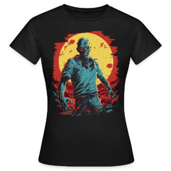 Peur de la mort: Zombie avec une horde de morts-vivants d’Halloween - T-shirt Femme - noir - Devant - AI Model Female 172 dark (172cm)