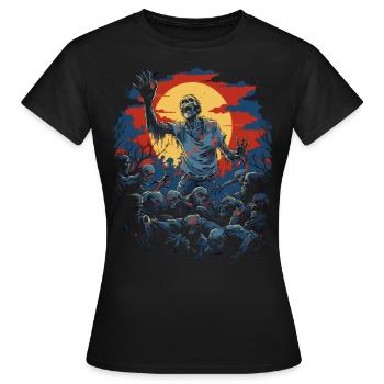 Cruel Zombie Horde: Scary Halloween Night - Women's T-Shirt - black - Front - AI Model Female 172 dark (172cm)