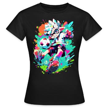 Footballeur funky dans un look de jeu de street art cool - T-shirt Femme - noir - Devant - AI Model Female 172 dark (172cm)