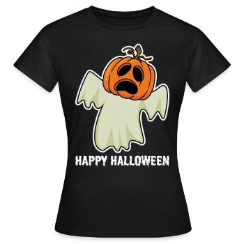 Spooky Halloween: Happy Ghost with Pumpkin Head - Women's T-Shirt - black - Front - AI Model Female 172 dark (172cm)