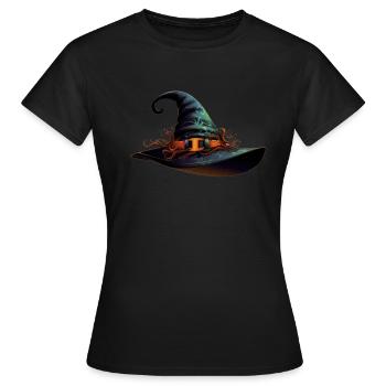 Magic witch hat for your Happy Halloween design - Women's T-Shirt - black - Front - AI Model Female 172 dark (172cm)