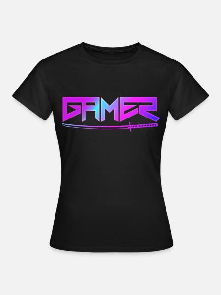 Gamer mit Schwert - Frauen T-Shirt - Schwarz