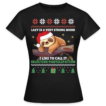 Participation sélective - Sloth Ugly Christmas - T-shirt Femme - noir - Devant - AI Model Female 172 dark (172cm)