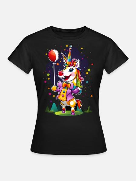 Clown Einhorn Unicorn - Frauen T-Shirt - Schwarz