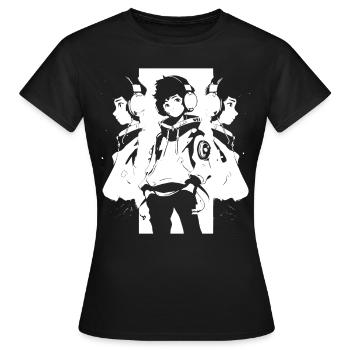 Shibuya's cool Cyberpunk Style Anime Boy Otaku - Frauen T-Shirt - Schwarz - Vorne - AI Model Female 172 dark (172cm)