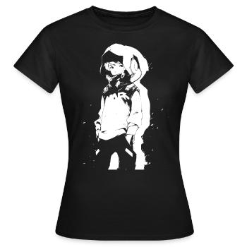 Shibuya's cool Cyberpunk Style Anime Boy Otaku - Frauen T-Shirt - Schwarz - Vorne - AI Model Female 172 dark (172cm)
