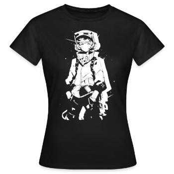Shibuya's cool Cyberpunk Style Anime Boy Otaku - Frauen T-Shirt - Schwarz - Vorne - AI Model Female 172 dark (172cm)
