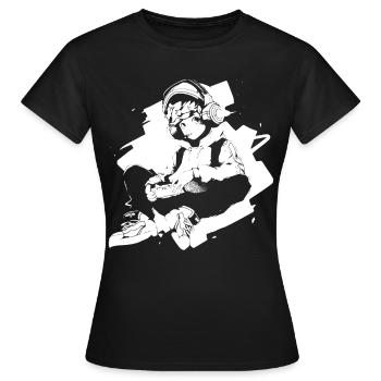 Shibuya's cool Cyberpunk Style Anime Boy Otaku - Frauen T-Shirt - Schwarz - Vorne - AI Model Female 172 dark (172cm)