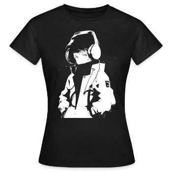 Shibuya's cool Cyberpunk Style Anime Boy Otaku - Frauen T-Shirt - Schwarz - Vorne - AI Model Female 172 dark (172cm)