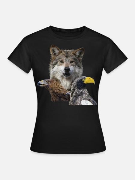 Wolf und Adler - Frauen T-Shirt - Schwarz