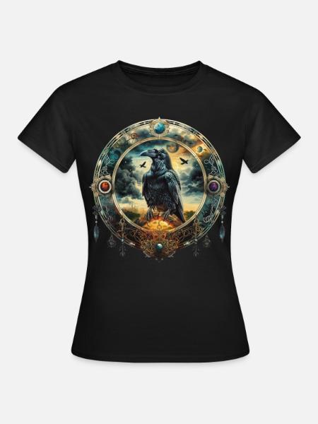 Mystischer Rabe, Emblem, Symbolik, Magie, Fantasie - Frauen T-Shirt - Schwarz