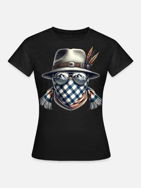 Trachtenshirt Herren Trachten T-Shirt Lederhose - Frauen T-Shirt - Schwarz