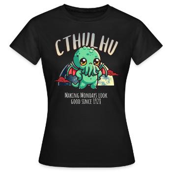 Montag 1928 - Cthulhu Kult Lovecraft Necronomicon - Frauen T-Shirt - Schwarz - Vorne - AI Model Female 172 dark (172cm)