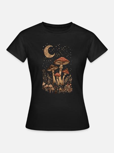 Vintage Fairycore Cottagecore Goblincore Pilz - Dame-T-shirt - sort