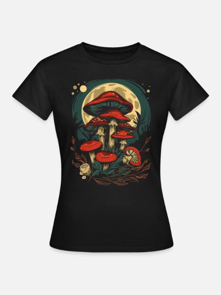 Mondphasen Pilz Fairycore Goblincore Cottagecore - Dame-T-shirt - sort