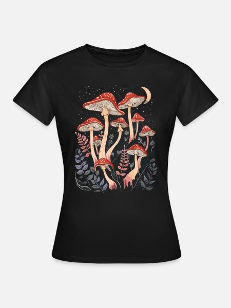 Pilz Fairycore Cottagecore Goblincore Vintage - Dame-T-shirt - sort