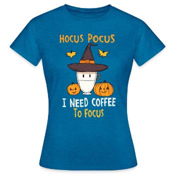 Hocus Pocus Kaffee Hexe Niedlich Lustig - Frauen T-Shirt - Antikblaues Saphir meliert - Vorne - AI Model Female 172 dark (172cm)