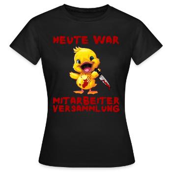 Réunion du personnel - Canard au couteau Halloween - T-shirt Femme - noir - Devant - AI Model Female 172 dark (172cm)
