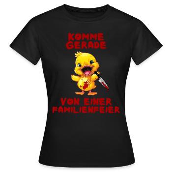 Fête de famille - Canard au couteau Halloween - T-shirt Femme - noir - Devant - AI Model Female 172 dark (172cm)