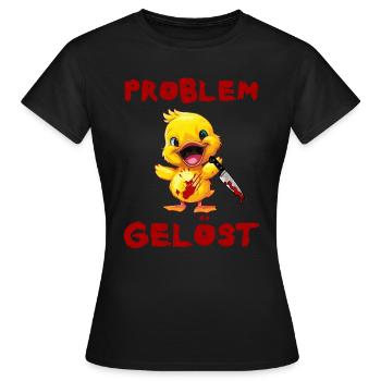 Problème résolu - Canard avec couteau Halloween - T-shirt Femme - noir - Devant - AI Model Female 172 dark (172cm)