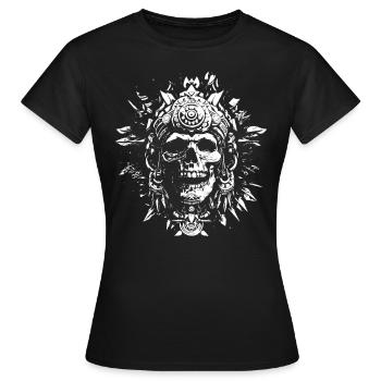 Crâne Aztèque Halloween - Crâne Tribal Design - T-shirt Femme - noir - Devant - AI Model Female 172 dark (172cm)