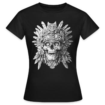 Crâne Aztèque Halloween - Crâne Squelette Tribal - T-shirt Femme - noir - Devant - AI Model Female 172 dark (172cm)