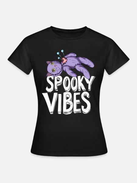 Voodoo-Puppen-Katze Halloween Design - Frauen T-Shirt - Schwarz