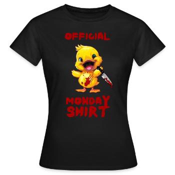 Duck with Knife - Offizielles Montagsshirt Lustig - Frauen T-Shirt - Schwarz - Vorne - AI Model Female 172 dark (172cm)
