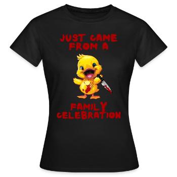 Canard avec couteau - Fête de famille derrière moi drôle - T-shirt Femme - noir - Devant - AI Model Female 172 dark (172cm)
