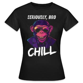 Seriously Bro Chill Monkey Smile Meme Design - Women's T-Shirt - black - Front - AI Model Female 172 dark (172cm)