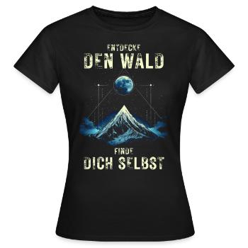 Entdecke den Wald - Natur Wandern Outdoor - Frauen T-Shirt - Schwarz - Vorne - AI Model Female 172 dark (172cm)