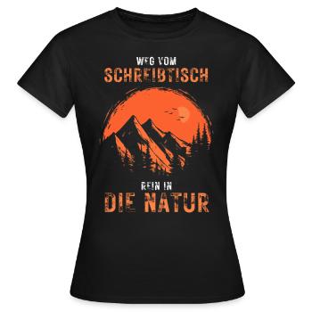 Weg vom Schreibtisch - Rein in die Natur Wandern - Frauen T-Shirt - Schwarz - Vorne - AI Model Female 172 dark (172cm)