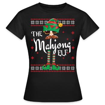 Mahjong Elf Weihnachts-Outfit für Familienfeiern - Frauen T-Shirt - Schwarz - Vorne - AI Model Female 172 dark (172cm)