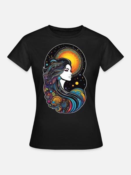 Kosmische Göttin der Schöpfung - Dame-T-shirt - sort