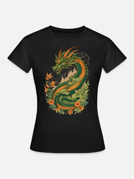 Mystischer Garten der Drachen - Frauen T-Shirt - Schwarz