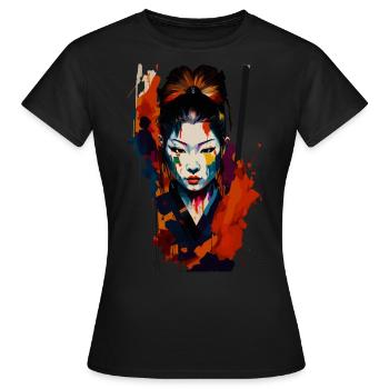 Guerrier samouraï – Splash Art flashy - T-shirt Femme - noir - Devant - AI Model Female 172 dark (172cm)
