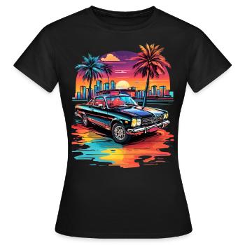 Retro Car Cruiser bei Sonnenuntergang - Frauen T-Shirt - Schwarz - Vorne - AI Model Female 172 dark (172cm)